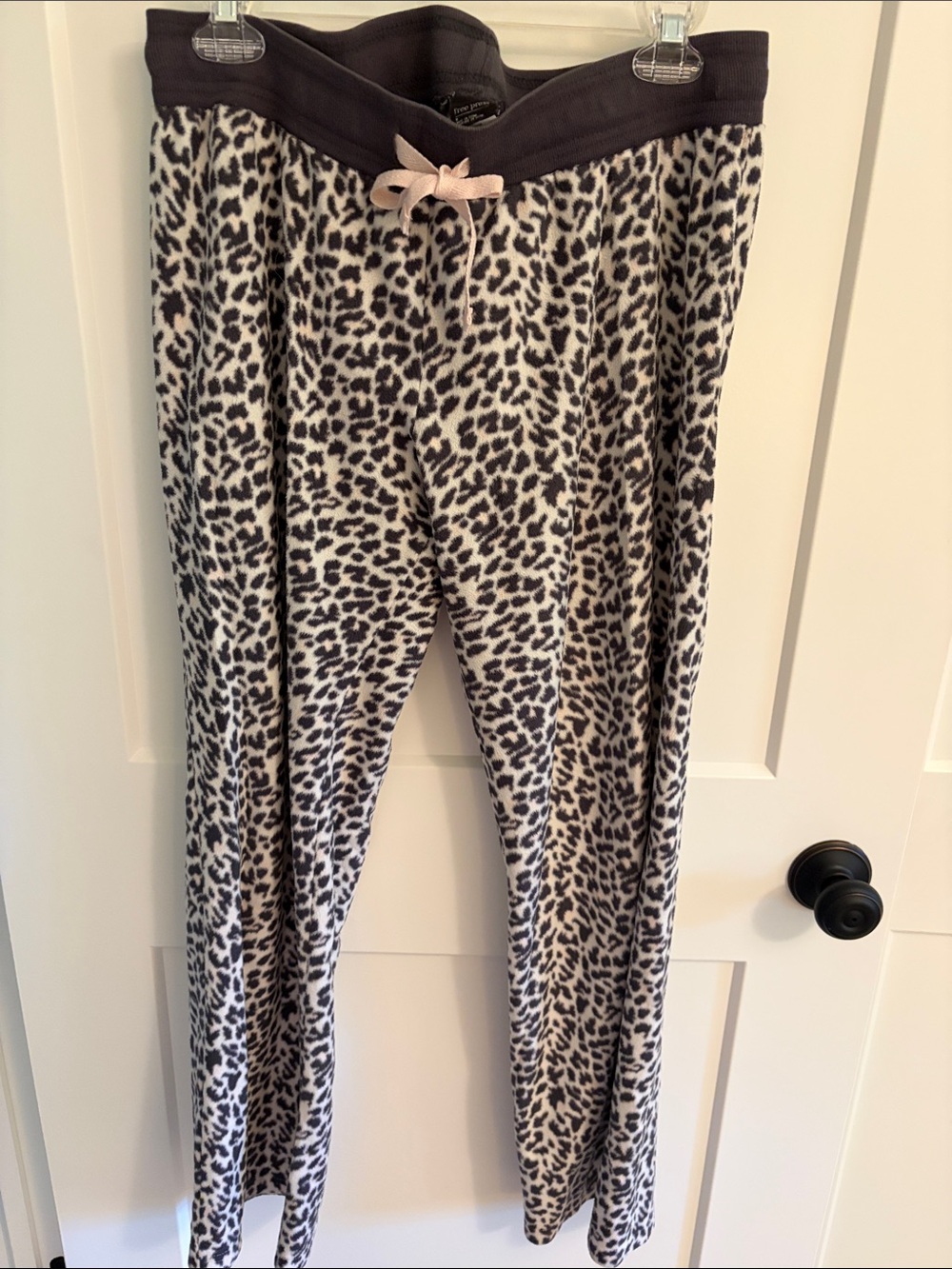 Free Press Animal Print Fleece Lounge Pants - Black & Cream